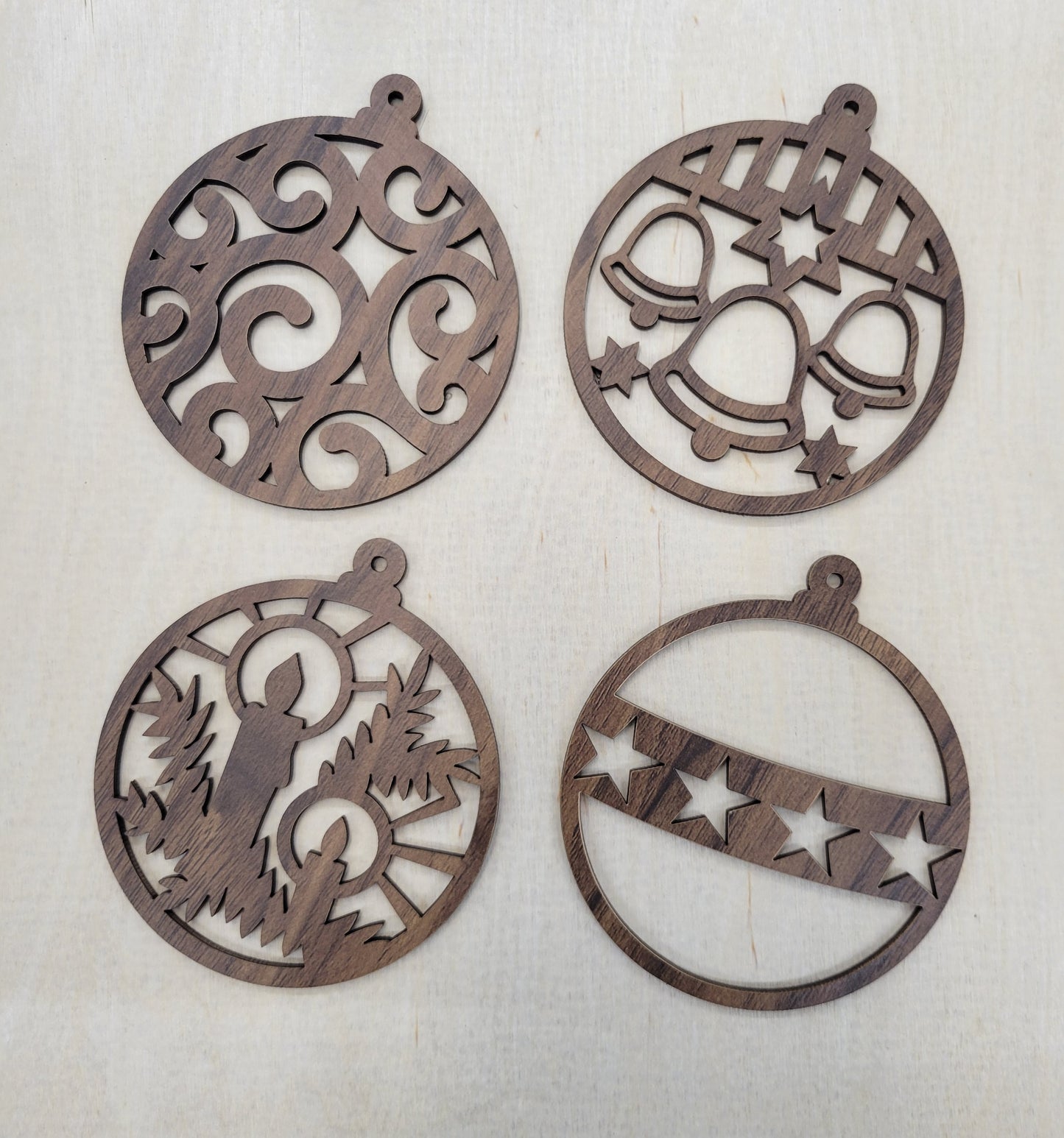 9pc-Wood Cut Ornaments