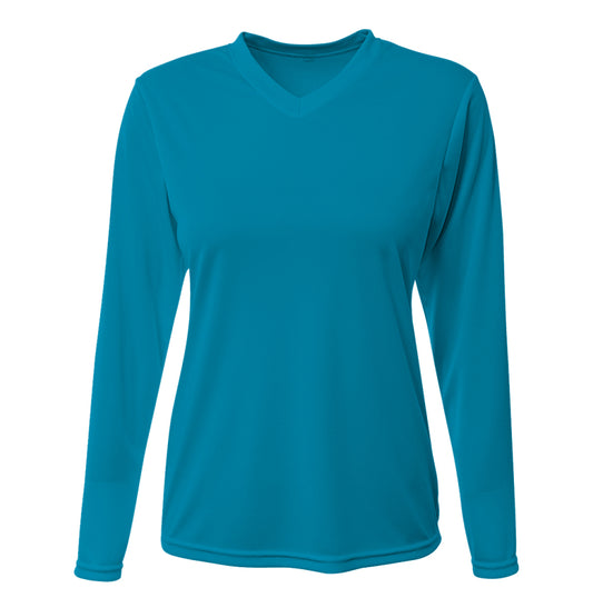 Womens Long Sleeve V-Neck Shirt (DTF)